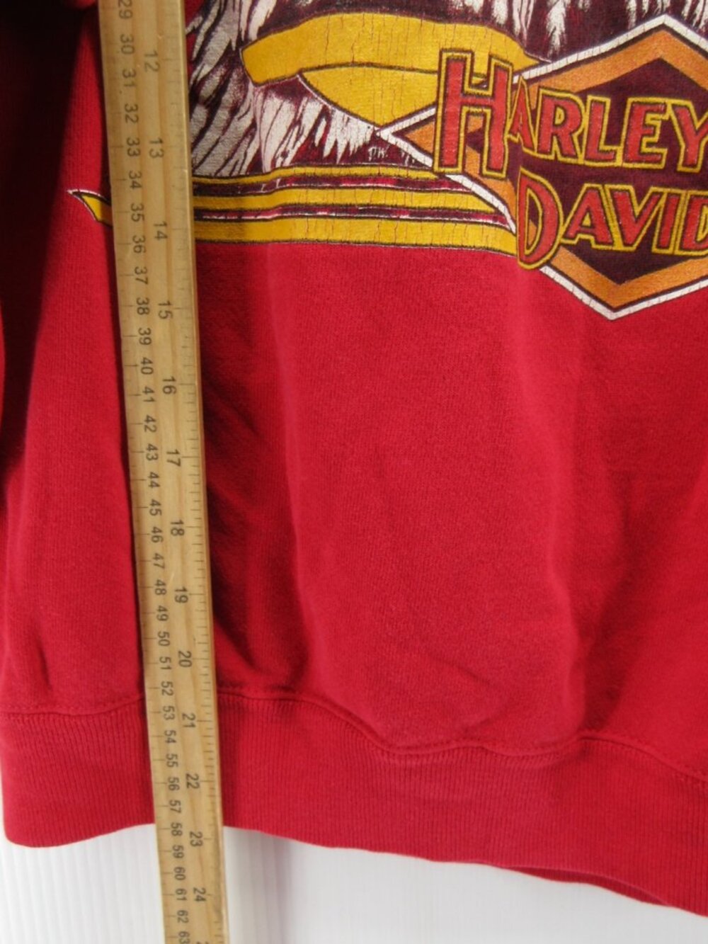 VGT Harley Davidson Sweatshirt Large Eagle 80s Moto Double Sided Boxy * - Picture 4 of 10